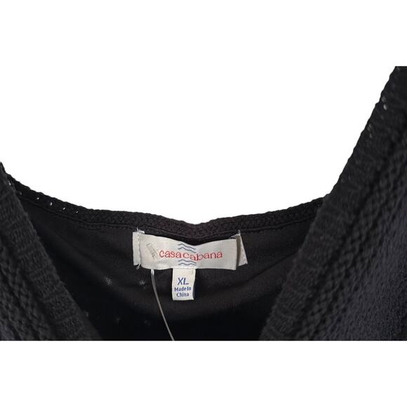 Casa Cabana Junior's Sleeveless Maxi Sweater Dress Size XL Black & White Striped - Picture 3 of 8